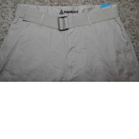 Mens Cargo Shorts Roadblock Beige size 32 Relaxed Fit Belted 10 Pocket - Picture 2 of 5